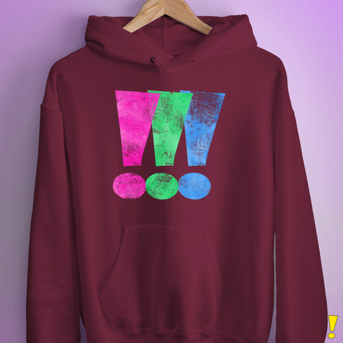 Polysexual Pride Exclamation Points Hoodie - Maroon