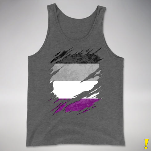 Asexual Pride Flag Ripped Reveal Premium Tank Top - Deep Heather