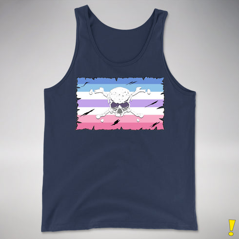 Bigender Pride Pirate Flag Premium Tank Top - Navy