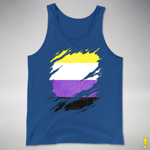 Nonbinary Pride Flag Ripped Reveal Premium Tank Top - Royal Blue
