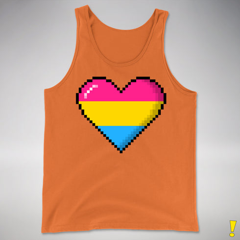 Pansexual Pride 8-Bit Pixel Heart Premium Tank Top - Orange
