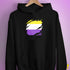 Nonbinary Pride Flag Ripped Reveal Hoodie - Black