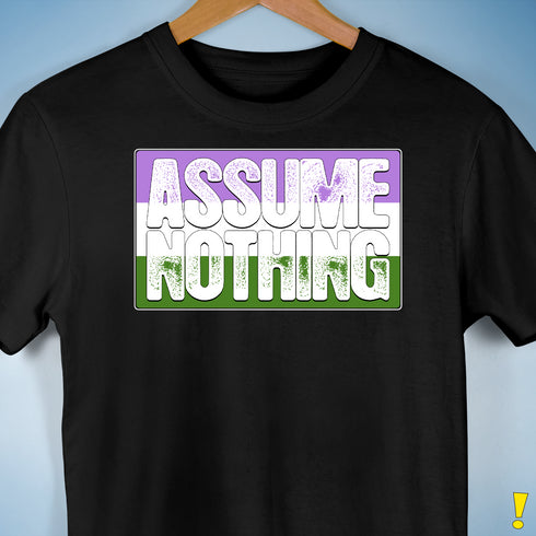 Assume Nothing Genderqueer Pride Flag Premium Unisex T-Shirt - Black