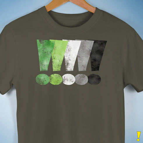 Distressed Aromantic Pride Exclamation Points Premium Unisex T-Shirt - Army