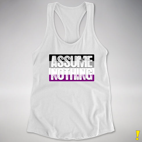 Assume Nothing Asexual Pride Flag Racerback Tank - White