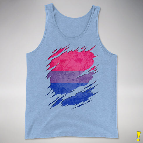 Bisexual Pride Flag Ripped Reveal Premium Tank Top - Blue Triblend