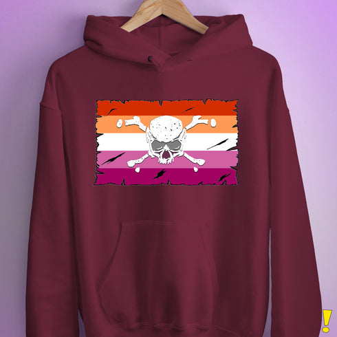 Lesbian Pride Pirate Flag Hoodie - Maroon