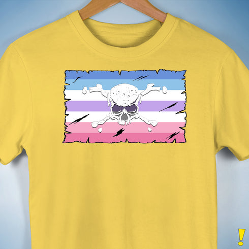 Bigender Pride Pirate Flag Premium Unisex T-Shirt - Yellow