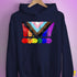 LGBTQ Progress Pride Grunge Exclamation Points Hoodie - Navy