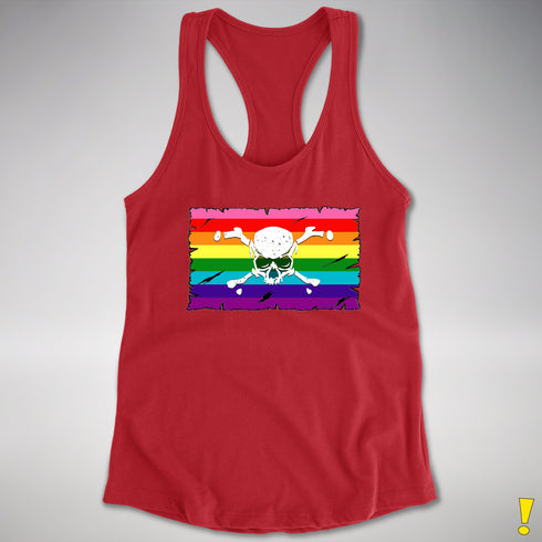 Gilbert Baker LGBTQ Pride Pirate Flag Racerback Tank - Red