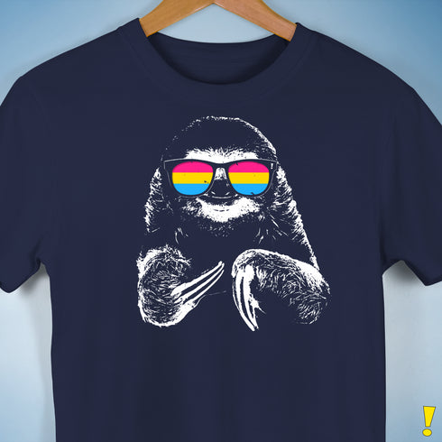 Pride Sloth Pansexual Flag Sunglasses Premium Unisex T-Shirt - Navy