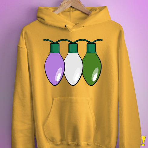 Genderqueer Pride Christmas Lights Hoodie - Mustard