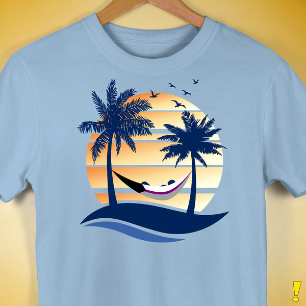 Demisexual Pride Hammock Summer Beach Sunset Premium Unisex T-Shirt - Baby Blue