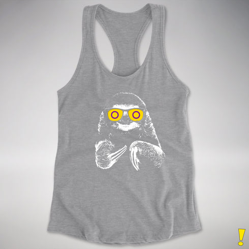 Pride Sloth Intersex Flag Sunglasses Women's Racerback Tank - Heather Grey