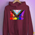LGBTQ Progress Pride Grunge Exclamation Points Hoodie - Maroon