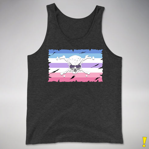 Bigender Pride Pirate Flag Premium Tank Top - Charcoal Triblend
