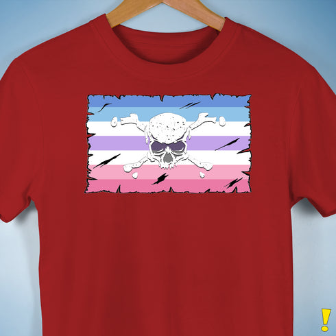Bigender Pride Pirate Flag Premium Unisex T-Shirt - Red