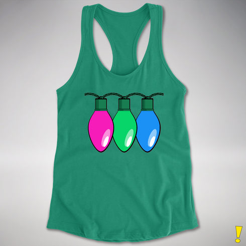 Polysexual Pride Christmas Lights Racerback Tank - Kelly Green
