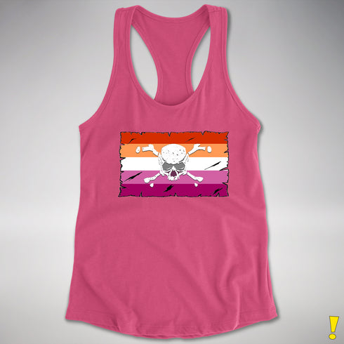 Lesbian Pride Pirate Flag Racerback Tank - Hot Pink