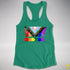 LGBTQ Progress Pride Grunge Exclamation Points Racerback Tank - Kelly Green