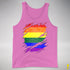 LGBTQ Pride Flag Ripped Reveal Premium Tank Top - Neon Pink