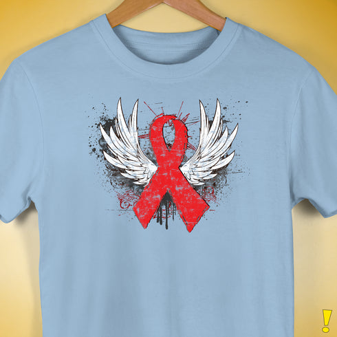 Winged Red Ribbon - World AIDS Day Premium Unisex T-Shirt - Baby Blue