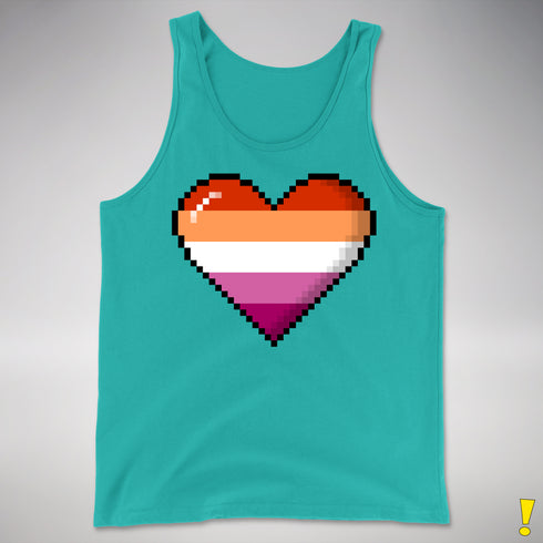 Lesbian Pride 8-Bit Pixel Heart Premium Tank Top - Teal