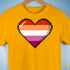 Lesbian Pride 8-Bit Pixel Heart Premium Unisex T-Shirt - Gold
