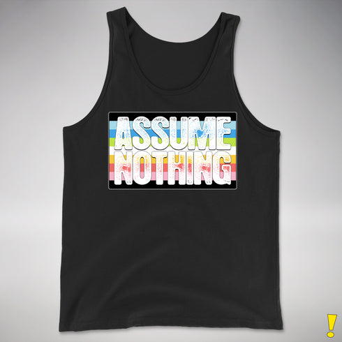 Assume Nothing Queer Pride Flag Premium Tank Top - Black