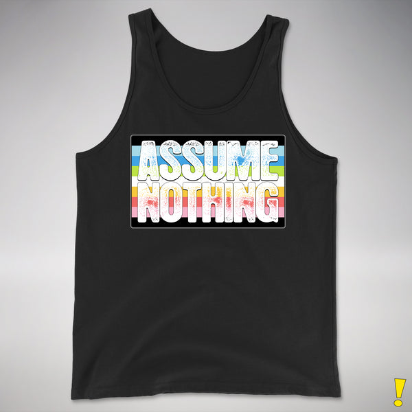 Assume Nothing Queer Pride Flag Premium Tank Top - Black