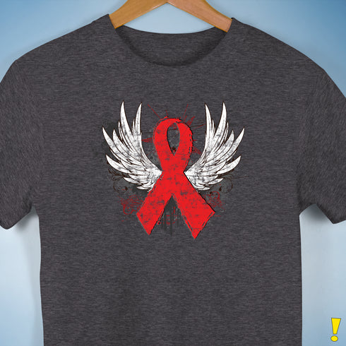 Winged Red Ribbon - World AIDS Day Premium Unisex T-Shirt - Dark Grey Heather