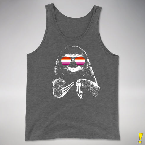 Pride Sloth Lesbian Flag Sunglasses Premium Tank Top - Deep Heather