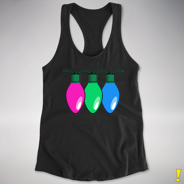 Polysexual Pride Christmas Lights Racerback Tank - Black