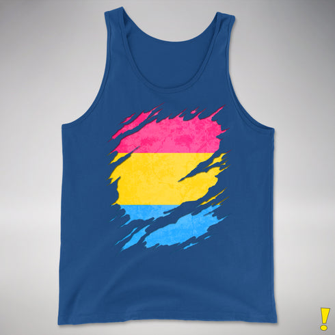 Pansexual Pride Flag Ripped Reveal Premium Tank Top - Royal Blue