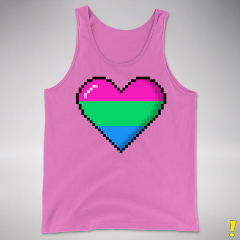 Polysexual Pride 8-Bit Pixel Heart Premium Tank Top - Neon Pink