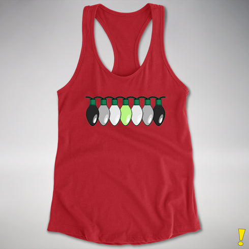 Agender Pride Christmas Lights Racerback Tank - Red