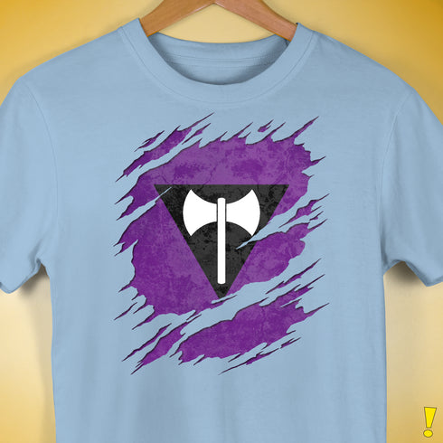 Lesbian Labrys Pride Flag Ripped Reveal Premium Unisex T-Shirt - Baby Blue