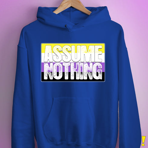 Assume Nothing Nonbinary Pride Flag Hoodie - Royal Blue