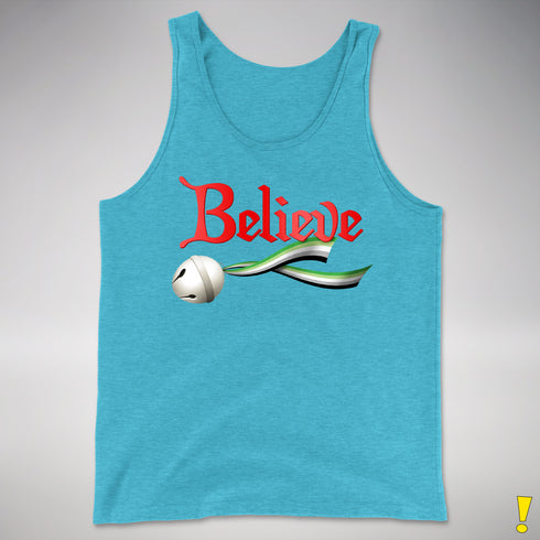 Believe Aromantic Pride Jingle Bell Premium Tank Top - Aqua Triblend