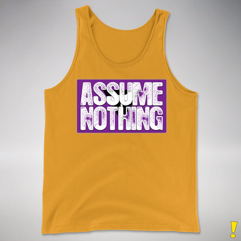 Assume Nothing Lesbian Labrys Pride Flag Premium Tank Top - Gold