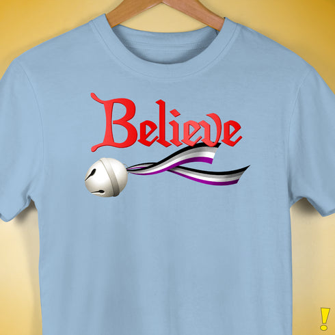 Believe Asexual Pride Jingle Bell Premium Unisex T-Shirt - Baby Blue