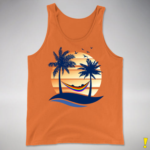 Philly LGBTQ Pride Hammock Summer Beach Sunset Premium Tank Top - Orange