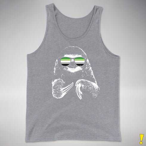 Pride Sloth Aromantic Flag Sunglasses Premium Tank Top - Grey Heather