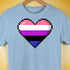 Genderfluid Pride 8-Bit Pixel Heart Premium Unisex T-Shirt - Baby Blue
