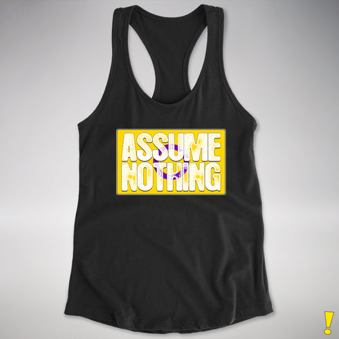 Assume Nothing Intersex Pride Flag Racerback Tank - Black