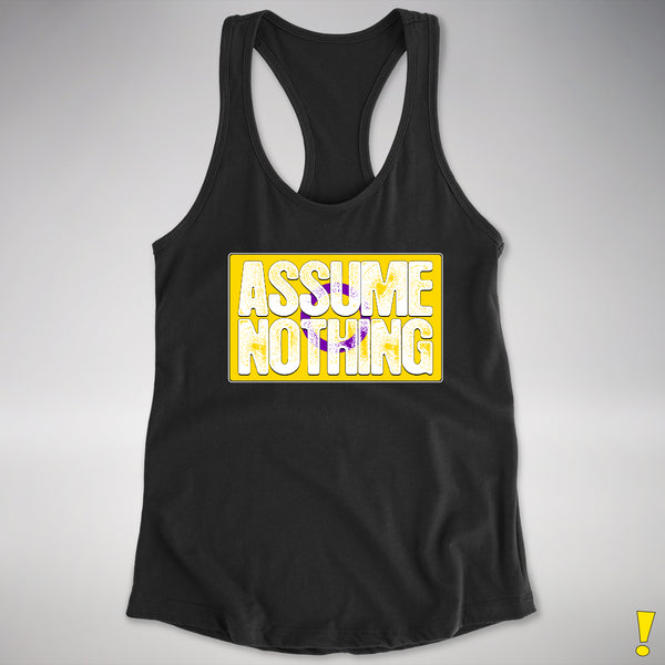 Assume Nothing Intersex Pride Flag Racerback Tank - Black