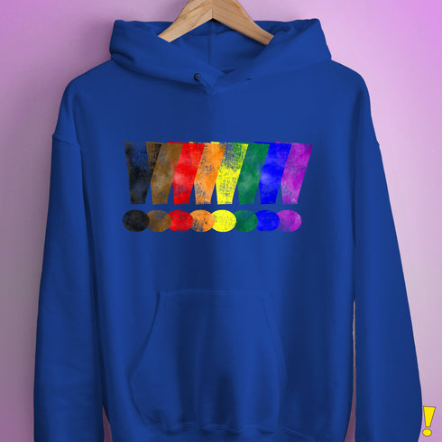 Distressed Philly LGBTQ Pride Whee! Exclamation Points Hoodie - Royal Blue