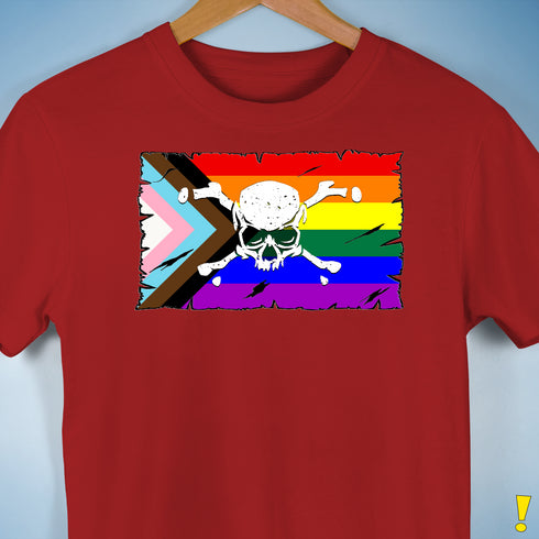 LGBTQ Progress Pride Pirate Flag Premium Unisex T-Shirt - Red