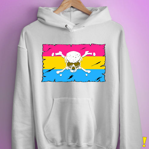 Pansexual Pride Pirate Flag Hoodie - White