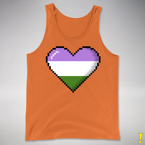 Genderqueer Pride 8-Bit Pixel Heart Premium Tank Top - Orange